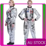 Ladies Spaceman Costume Silver Astronaut Space Outfit Nasa Womens Jumpsuit