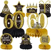 Glitter Gold 60th Birthday Honeycomb 9pk