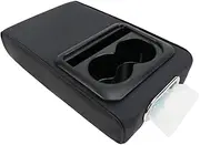 Center Console Cushion | Auto Arm Rest Heightening Pad - Multipurpose Armrest Cushion with Cup & Tissue Holders, Front Seat Storage Solution for Road Trips, Commuting