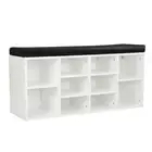 NNEDPE Shoe Rack Cabinet Organiser Black Cushion - 104 x 30 x 48 - White