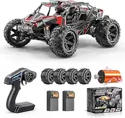 1/14 Brushless RC Car for Adults and Boys, Full Roll-Cage Frame, 4WD High-Speed 50 km/h, All-Terrain Remote Control RC Truck with Two 2S 1500 mAh LiPo Batteries, Compatible with 3S LiPo