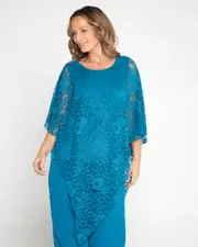 Eliza Lace Overlay Top - Teal