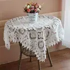 Vintage Embroidered Lace Flower Tablecloth Doilies Square Table Topper Wedding