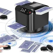 Automatic Card Shuffler & Dealer, 360° Rotating Card Shuffler with 4 Wireless Dealer Buttons,2-Deck Card Dealer Machine with 4 Buttons, 1-8 Players Rechargeable Card Dealing for UNO, Rummy