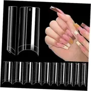 500PCS No C Curve Nail Tips, Long Square Nail Tips 10 Sizes Half Cover 500pcs