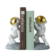 Space Theme Bookends for Shelves, Astronaut Moon Book Ends for Kids Room, Dec...