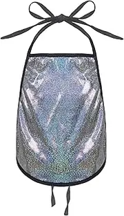 [FEESHOW] Kids Girls Boys Shiny Metallic Halter Neck Apron T-Shirt Crop Tops Hip Hop Jazz Dance Performance Costume