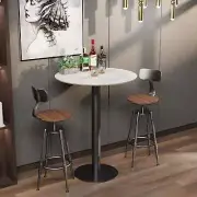 NNEOBA Kitchen Bar Table Height 100cm Round Sintered Stone White Marble Bars Tab