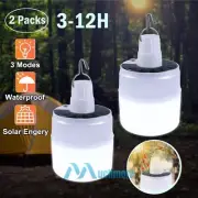 2Pack Solar Camping LED Lamp USB Rechargeable Tent Light Outdoor Hiking Lantern