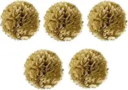 ULDIGI 5pcs Tissue Paper Pom Pom Jumbo Gold Paper Flowers Ball Sliver Orange Decorations Garland Puff Pompoms Tissue Flowers Golden