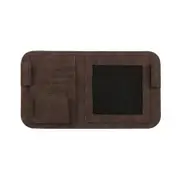 Car Sun Visor Organizer, Small Leather Auto Visor Storage Organizer, Vehicle Multi Pocket Document Holder for License, Card, Pen, Sunglasses (Brown)