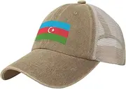 [Generic] Flag of Azerbaijan Cowboy Mesh Baseball Cap for Azerbaijani Man Woman Outdoor Adjustable Denim Hat