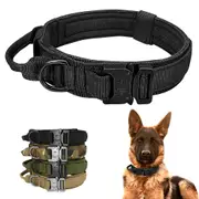 Military Tactical Dog Collar Soft Padded Nylon Training Black L:Neck 42-54cm