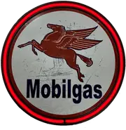 LARGE Mobilgas Mobil Bar Garage Wall Light Sign RED Neon