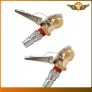with Valve Stem Lock On Clip 2X Ball Tire Air Tyre Chuck Inflator Steel Fitting