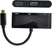 LIFKICH to Vga Adapter Cable USB C to Vga Converter with Audio Output for Pro PC Compact and Portable Design Black