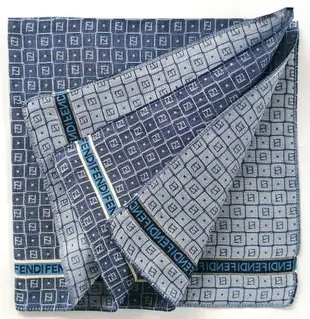 Fendi Vintage Handkerchief Pocket Square Grayish Blue 18 x 18 inches, vintage sc