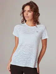 Womens Mesh Workout Top. Running Bare Always Crew Tee - White