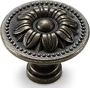 CHICTIE Set of 10 Vintage Kitchen Cabinet Knobs Pulls, Flower Drawer Knobs, Dresser Knobs, Antique Brass Pull Handles, Rustic Bronzed Door Knobs for Dresser Drawers, Zinc