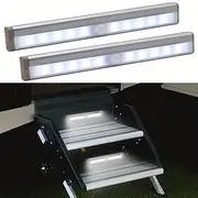 2pcs Motion Activated RV Step Lights, 10 LED Battery Operated Motorhome Motion Sensor Light Strip, Magnetic Night Light Bar Indoor and Outdoor for Motorhome Tr