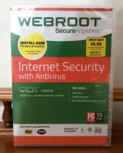 WEBROOT ANYWHERE INTERNET SECURITY ANTIVIRUS PC MAC MOBILE ANDROID iOS 3 Device