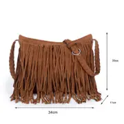 Suede Tassel Messenger Bag Women Hobo Shoulder Bags-Black