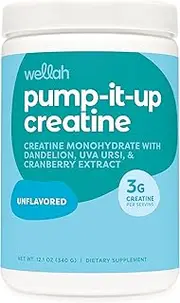 Wellah Pump-It-Up Creatine (100 Servings, Unflavored) - Creatine Monohydrate with Dandelion, Uva Ursi, & Cranberry Extract