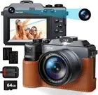 Digital Camera 64MP 4K Video 18x Zoom Dual Lens Vlogging Camera 64GB 2 Batteries