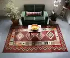 Rug Red Handmade Pure Wool Rug Southwestern Living Room Vintage Kilim Carpets