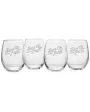 Susquehanna Set of 4 Knish Me 21oz Stemless Wine Glass