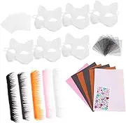 BESTOYARD Cat Mask Kit Blank Paper Cat Mask Set Unpainted Base Cosplay Masquerade Accessory