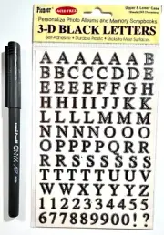 Pioneer Black Letters Upper Lowercase Stickers Card Making Scrapbooking 2 sheets