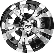Red Hawk TIR-RX168 Wheel Machined Gloss Black, 10x7 ET-15 Golf Carts