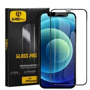[1 PACK] For Apple iPhone 12 Screen Protector Full Coverage Tempered Glass Screen Protector Guard (Black)