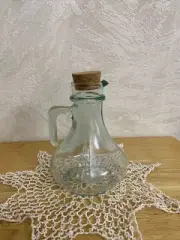 glass oil vinegar bottle With Green Tint. Cork To Close Top.