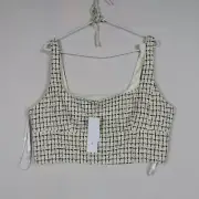 Forever New Womens Corset Bustier Size 16(AU) XLarge Cream Check Boucle RRP$89