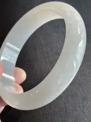 纯天然玉镯 59.5 Mm Grade A Burmese Jade Bangle Untreated. Icy Certified