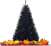 1.8m/2.25M Christmas Tree, Artificial Black Christmas Tree with Sturdy Metal Stand, 1036/1258 Branch Tips PVC Needles, Easy-Assembly, Festival Decor for Home, Garden, Halloween, Black (1.8M)