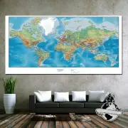 World Map Poster Large Big Huge Size Banner Wall ART Details Print 64 x 32 Inch