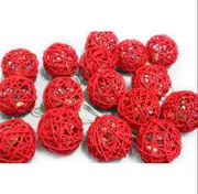 Red Cane Rattan Ball Fairy Night Party Light - Mains AUS Plug Power