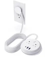 Flat Plug Power Strip with USB C Ports, Travel Extension Cord No Surge Protec...
