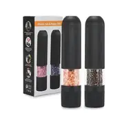 Twin Pack Electric Salt & Pepper Grinder Mills Shakers Black