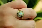 2Ct Oval Cut Lab Created Fire Opal & Emerald 14K Yellow Gold Plated Pretty Ring