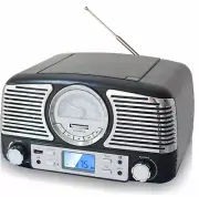 TechPlay QT62BT BK Retro Compact Stereo Bluetooth CD AM FM Radio "BLACK"