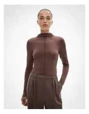 [Witchery] Hi Neck Jersey Top in Mocha