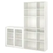 VIHALS storage combination w glass doors, white/clear glass, 190x37x200 cm