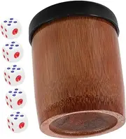 Totority Set Bamboo Sieve Cup Dice Cup with Stand and Dice Professional Dice Cups Ktv Dice Cup Shaker Cup with Dices Party Supplies Dices Shaker Party Props Party Dice Cups Plastic