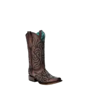 Corral Ladies Western Embroidery Brown Square Toe Boots Z5301