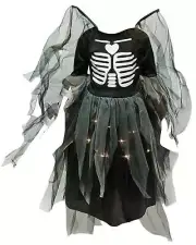 Black Skeleton Skull Costume Princess Girl Halloween Party Fancy Dress 3-12Year