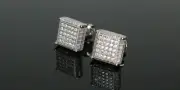 8mm GENUINE Solid 925 Sterling Silver 4-Prong Square Earrings - AUTHENTIC